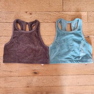 Aerie NWT 2 Ribbed Cord Sports Bra Crop top athleisure streetwear fall vibes